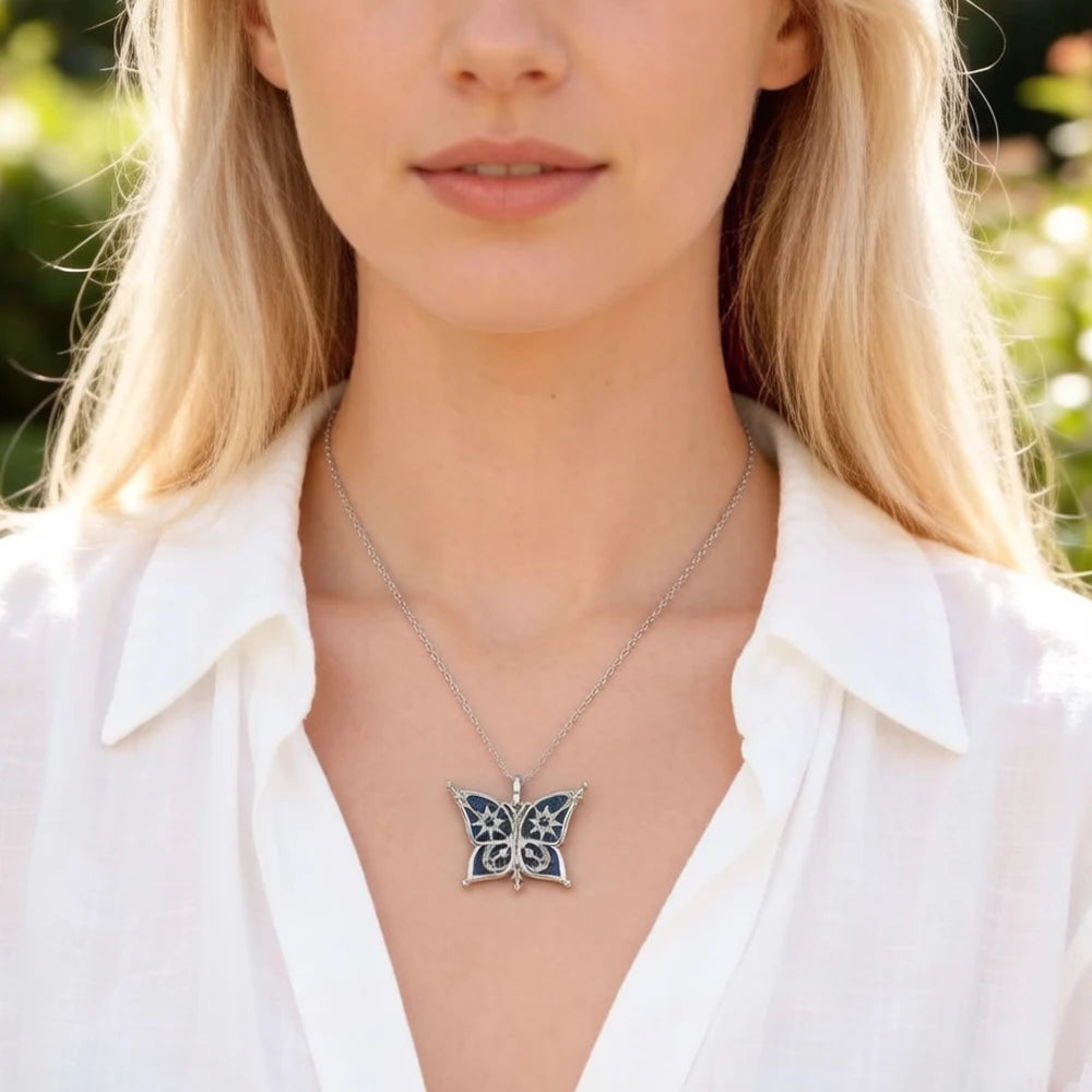 Damen-Charm-Anhänger Schmetterling blau träumerisch aus Sterlingsilber