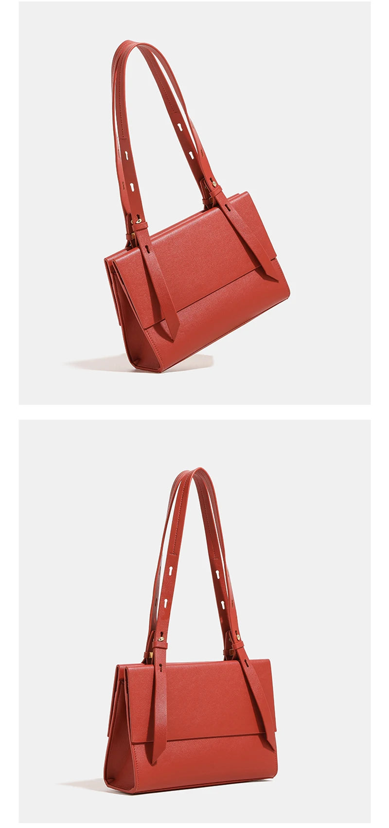 Schultertasche Aus Kuh-Spaltleder In Rot | Elegant