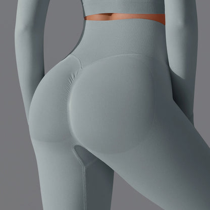 Hamidou nahtlose Yoga-Hose Damen, hellgrau, hoher Bund, Booty-Lift