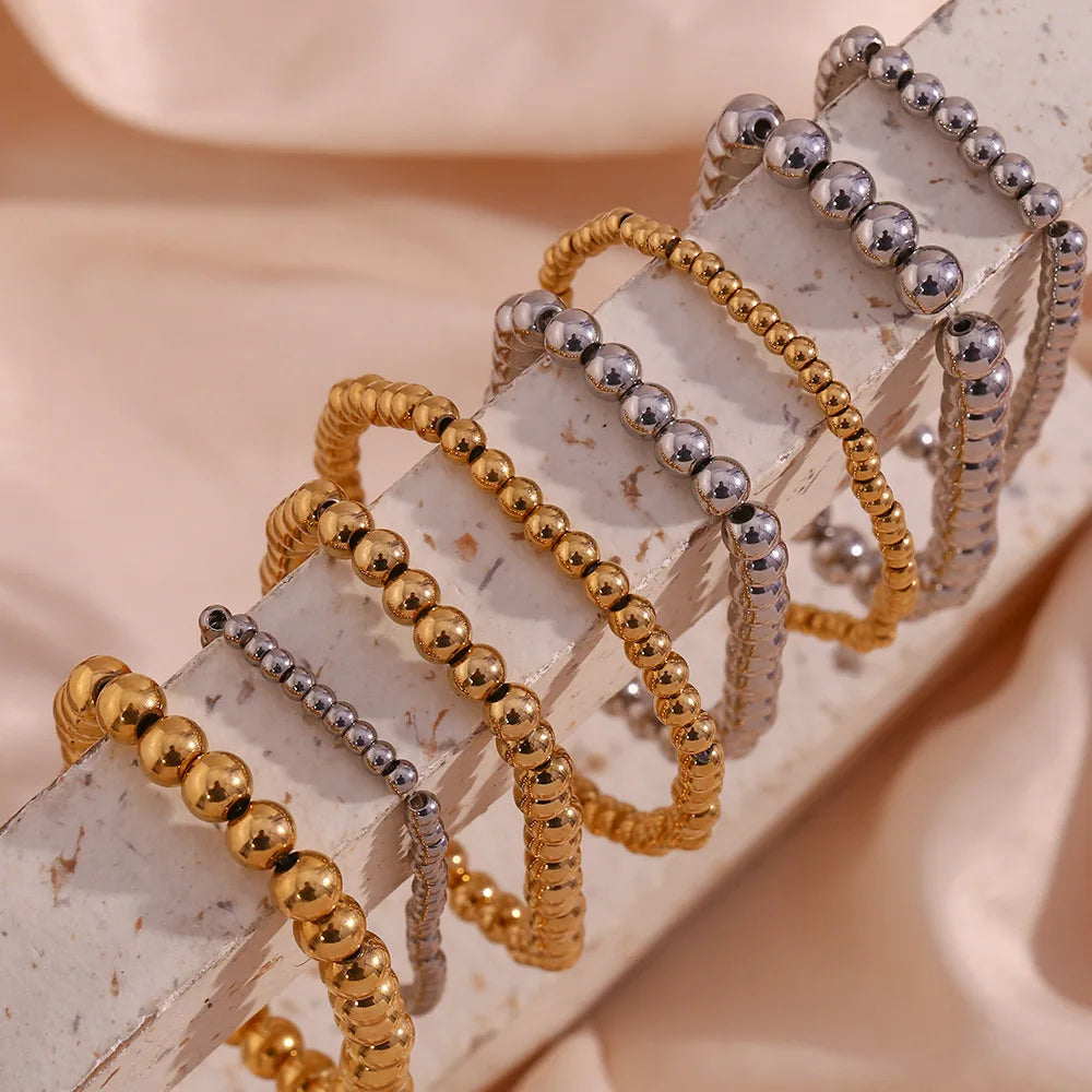 Damen-Perlenarmband mit Farbverlauf aus Edelstahl