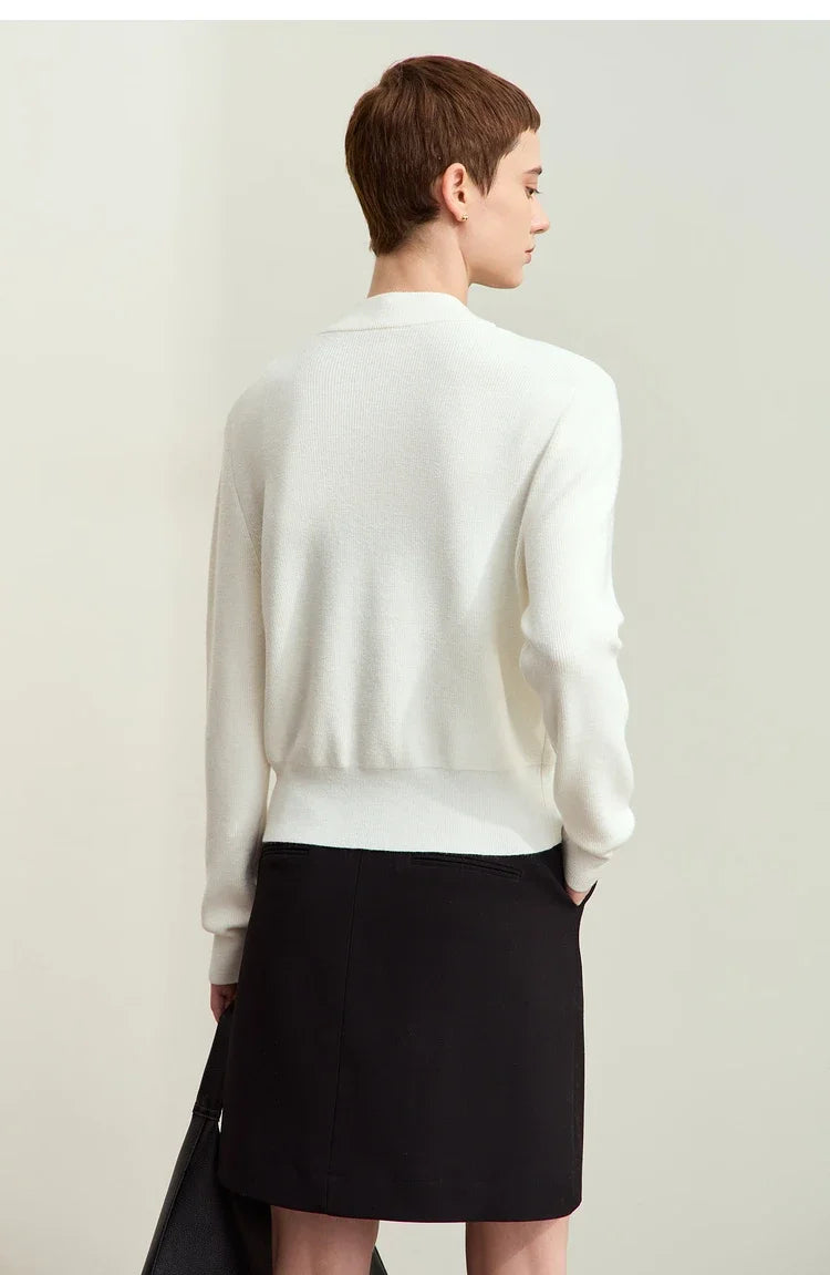 Damen-Strickjacke V-Ausschnitt Stickerei locker Langarm Herbst