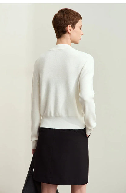 Damen-Strickjacke V-Ausschnitt Stickerei locker Langarm Herbst