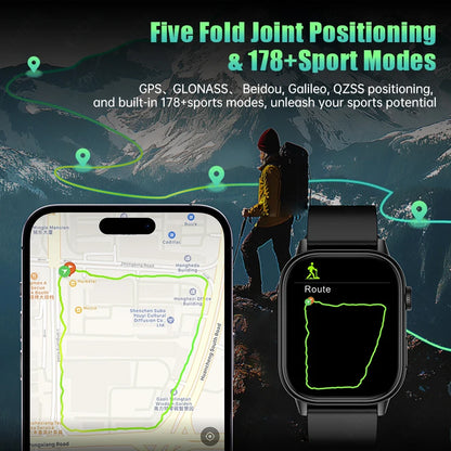 Männer GPS Smart Uhr mit 2,01 Zoll HD Bildschirm und Herzfrequenzmesser