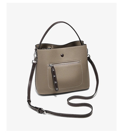 Damen-Handtasche aus echtem Leder im Bucket-Stil mit großem Fassungsvermögen Alltagstauglich