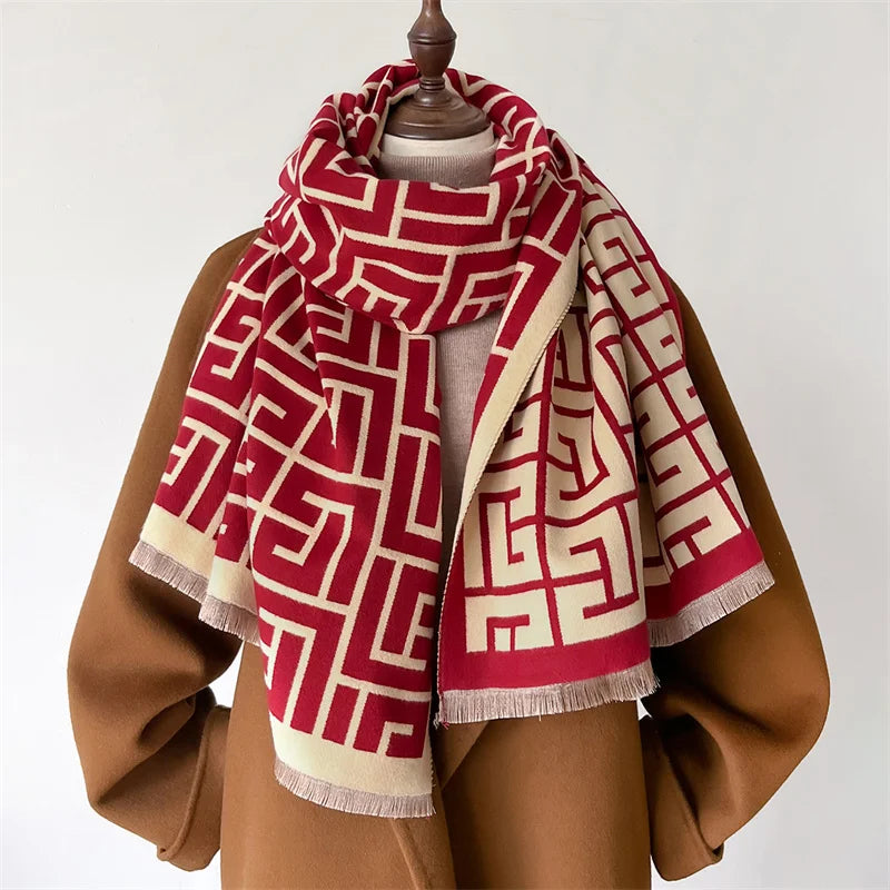 Damen Winterschal Kaschmir Pashmina Design warm Wickelschal Halstuch Echarpe Bandana
