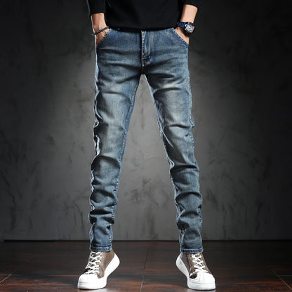 Männer Röhrenjeans in Blau aus hochwertigem Stretch-Denim für Frühling und Sommer