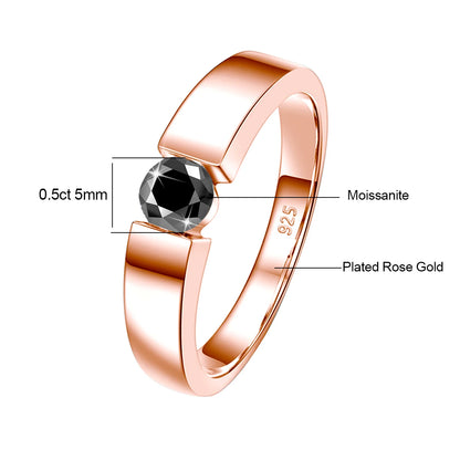 Unisex-Ring aus Silber 925 mit Moissanite 0,5–1 Karat Zertifiziert für Hochzeit und Verlobung