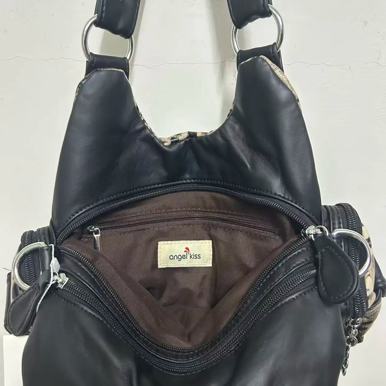 Damen-Schultertasche aus Kunstleder mit Leopardendruck im Vintage Y2K Grunge Stil für Alltag