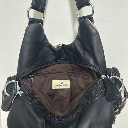 Damen-Schultertasche aus Kunstleder mit Leopardendruck im Vintage Y2K Grunge Stil für Alltag