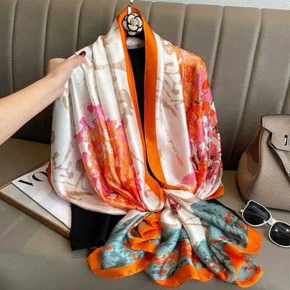 Damen Seidenschal groß 180x90cm Sommer Strand Foulard Bandana weich