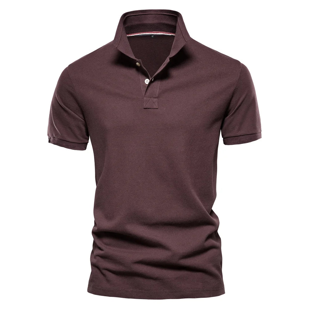 Herren Poloshirt aus Baumwolle in einfarbig mit klassischem Design für Freizeit und Business