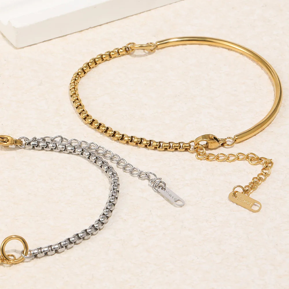 Damen-Armband mit Kastenkette und Stabglieder aus Edelstahl