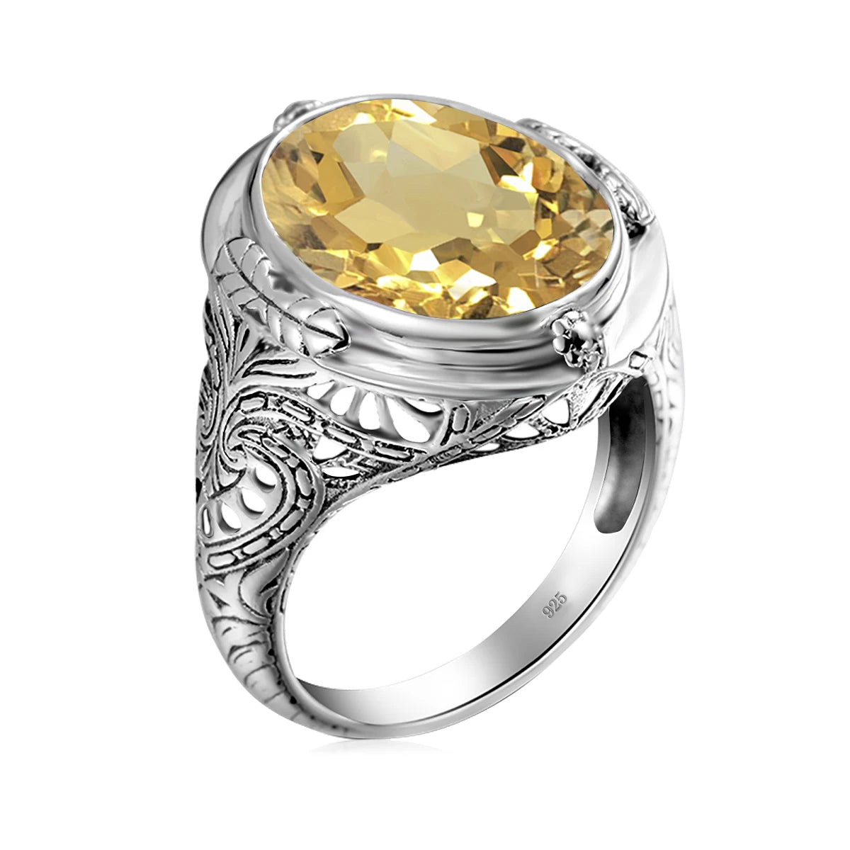 Unisex-Granat-Ring Großer Granatstein 14×18 mm Silber 925 Byzantinisches Design Feines Schmuckstück