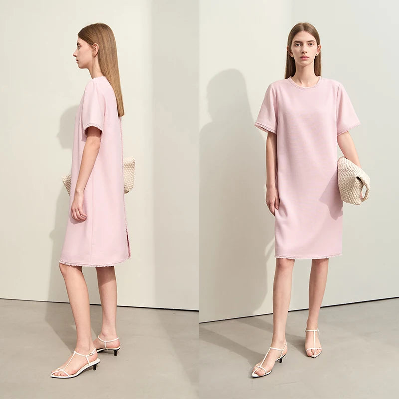 Luxuriöses Damen Midi Kleid Mit Quasten Und Gerader Schnitt