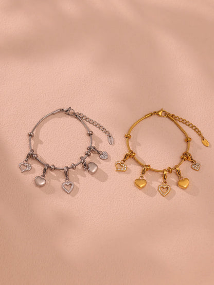 Damen-Charm-Armband mit Herz-Zirkonia