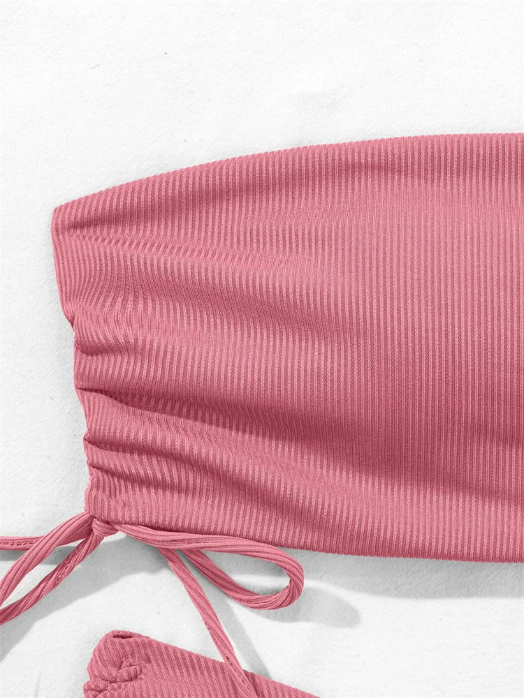 Gestreifter Sexy Bikini für Damen – Zweiteiliges Badeanzug-Set für Strand und Pool