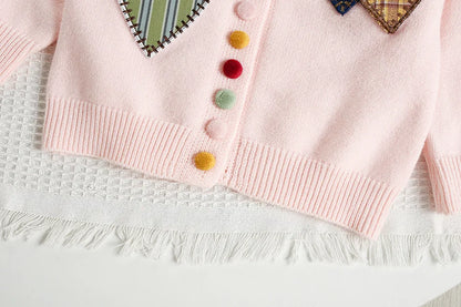 Mädchen Pullover Set mit Patchwork und Tutu Rock für Kinderoutfit 2PCS