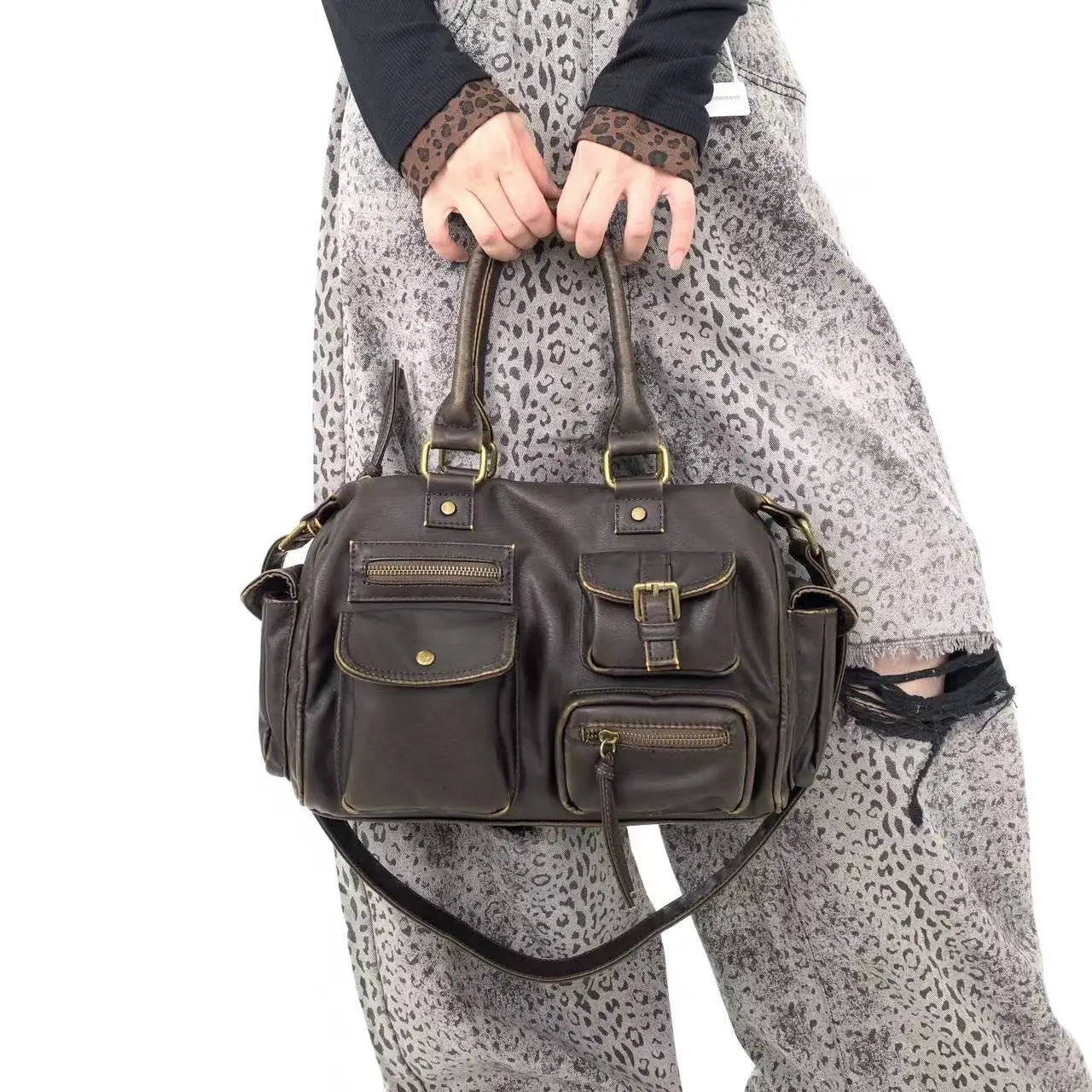 Damen-Handtasche Top-Handle aus PU-Leder mit Tassel-Design und Mehrfachfächern für Abendtaschen geeignet