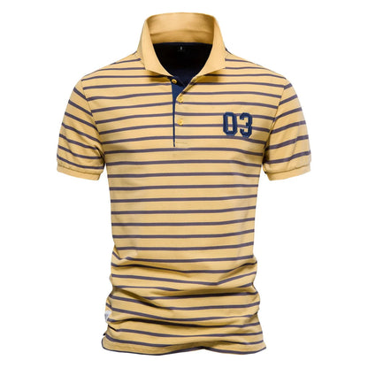 Premium Herren Polo Shirt Gestreift Luftiger Tragekomfort