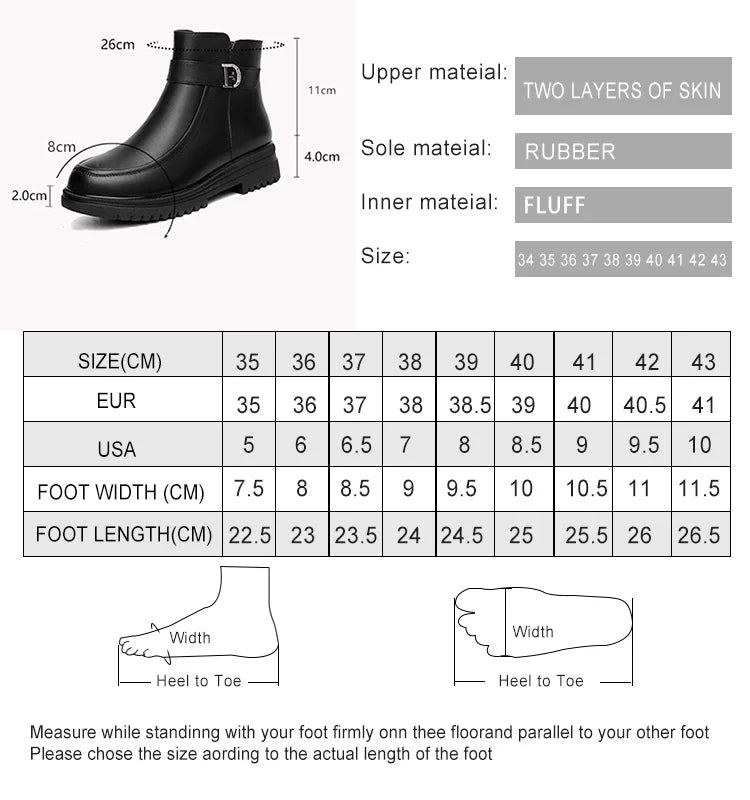 Damen Schneestiefel aus echtem Leder mit rutschfester Sohle und Wolle