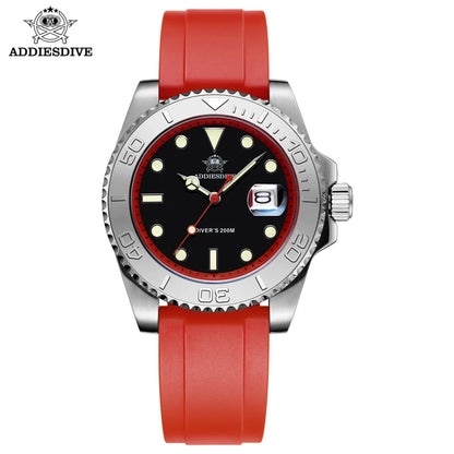 ADDIESDIVE 41mm AD2040 Sports Diver Watch TPU rubber belt Blue Luminous Reloj Hombre 200m Waterproof Quartz Watches