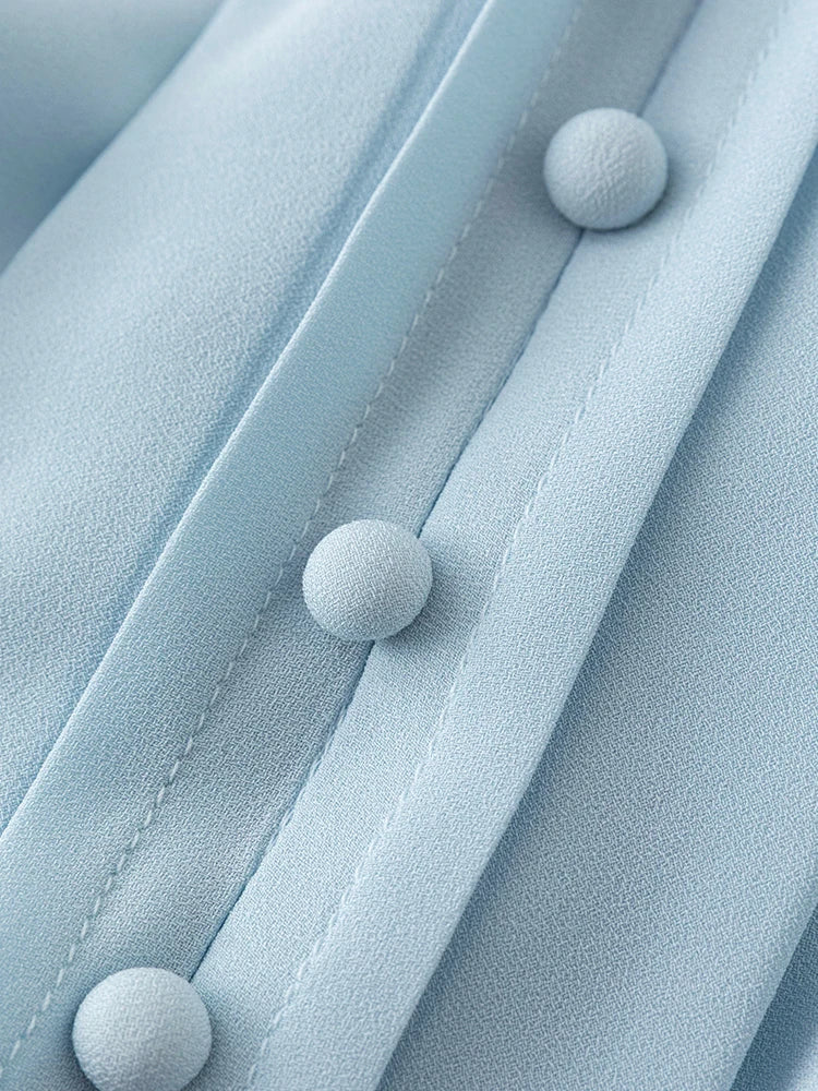 Elegante Damenbluse mit V-Ausschnitt – Schlanke Passform in Gelb oder Blau für stilvolle Herbst-Looks
