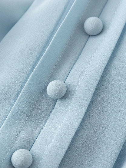 Elegante Damenbluse mit V-Ausschnitt – Schlanke Passform in Gelb oder Blau für stilvolle Herbst-Looks