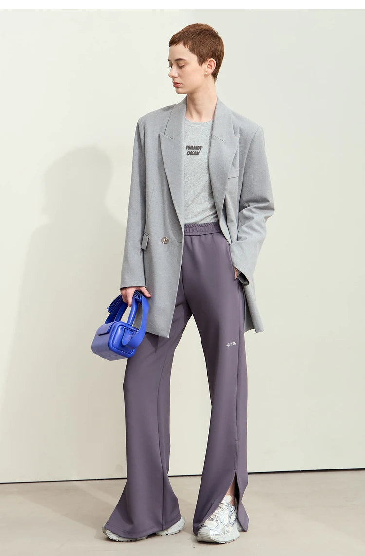 Damen T-Shirt mit minimalistischem Design und gesticktem Brief für den Herbst