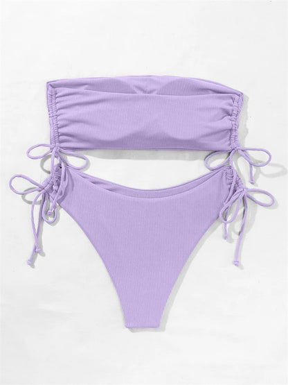 Gestreifter Sexy Bikini für Damen – Zweiteiliges Badeanzug-Set für Strand und Pool