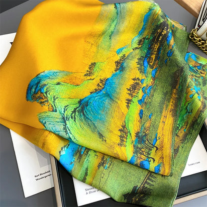 Damen Seidenschal quadratisch 70cm Halstuch Bandana Hijab Pashmina B