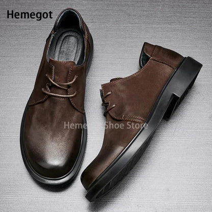 Herren-Lederschuhe mit Schnürung, dunkelbraun, Low-Cut, Paar seitlich