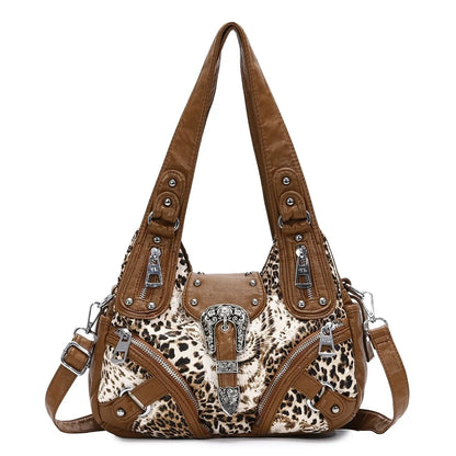 Damen-Hobo-Handtasche Aus Weichem Kunstleder Mit Leopardendruck Und Crossbody-Tragegurt Für Alltag