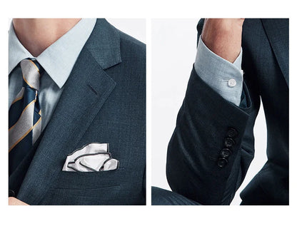 Grünes Herren-Anzugset mit zweireihigem Blazer, Weste und Hose aus Baumwolle – ideal für formelle Anlässe und Hochzeiten