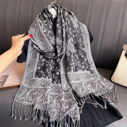 Damen Winterschal Kaschmir Pashmina Luxus Druck warm Stolen Foulard Baumwolle