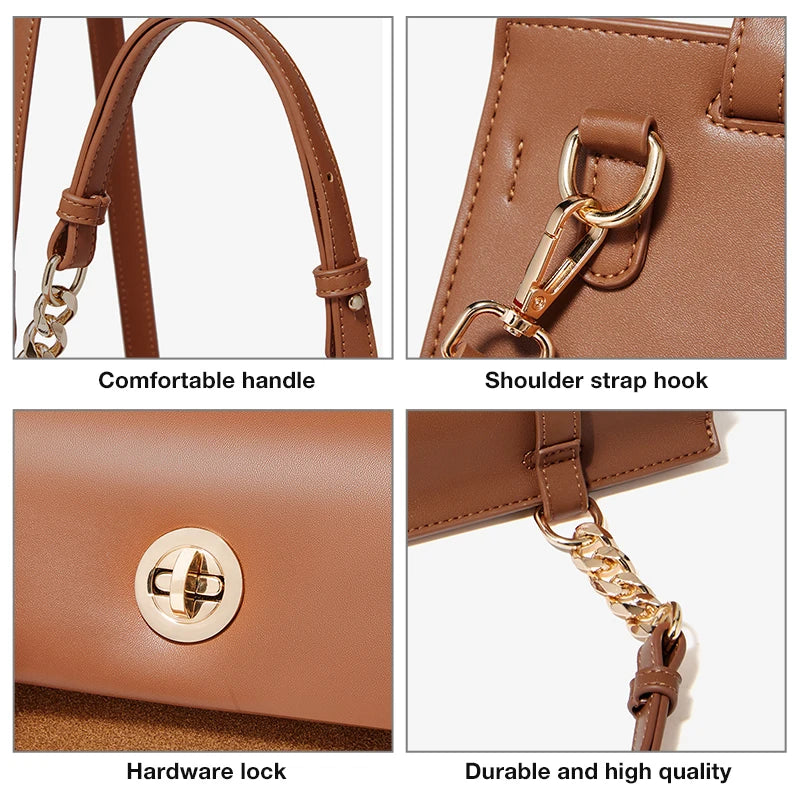 Damen Handtasche aus PU Leder im Minimalis Retro-Stil