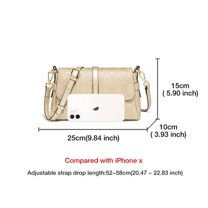 Damen Schultertasche Aus Spaltleder Mit Prägung Crossbody