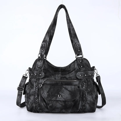 Damen-Handtasche aus PU mit Reißverschluss und Mehrfachfächern, ideal für Alltag und Freizeit, Innenfutter aus Polyester