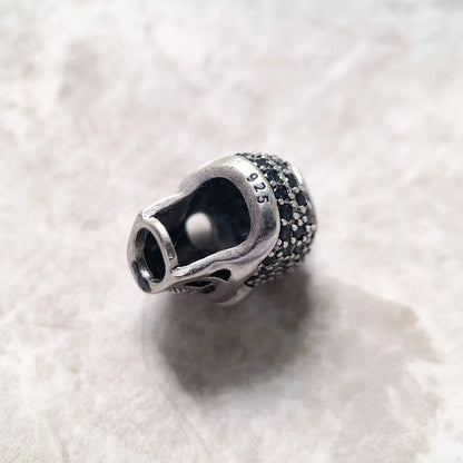 Damen-Charm-Anhänger Totenkopf Pflasterperle DIY Vintage aus Sterlingsilber