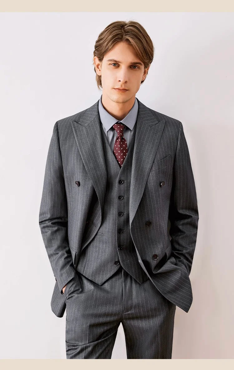 Eleganter Herrenanzug aus 70% Wolle – Slim Fit, einreihig, ideal für Hochzeiten, Büro und festliche Anlässe.
