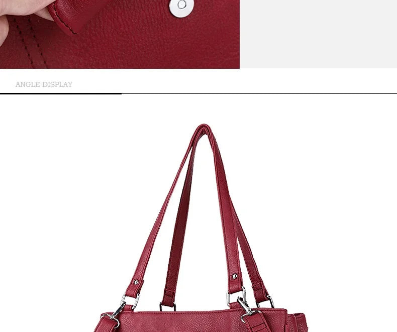 Damen-Handtasche Vintage Schultertasche mit Mehrfachfächern und große Kapazität für iPad und Smartphone