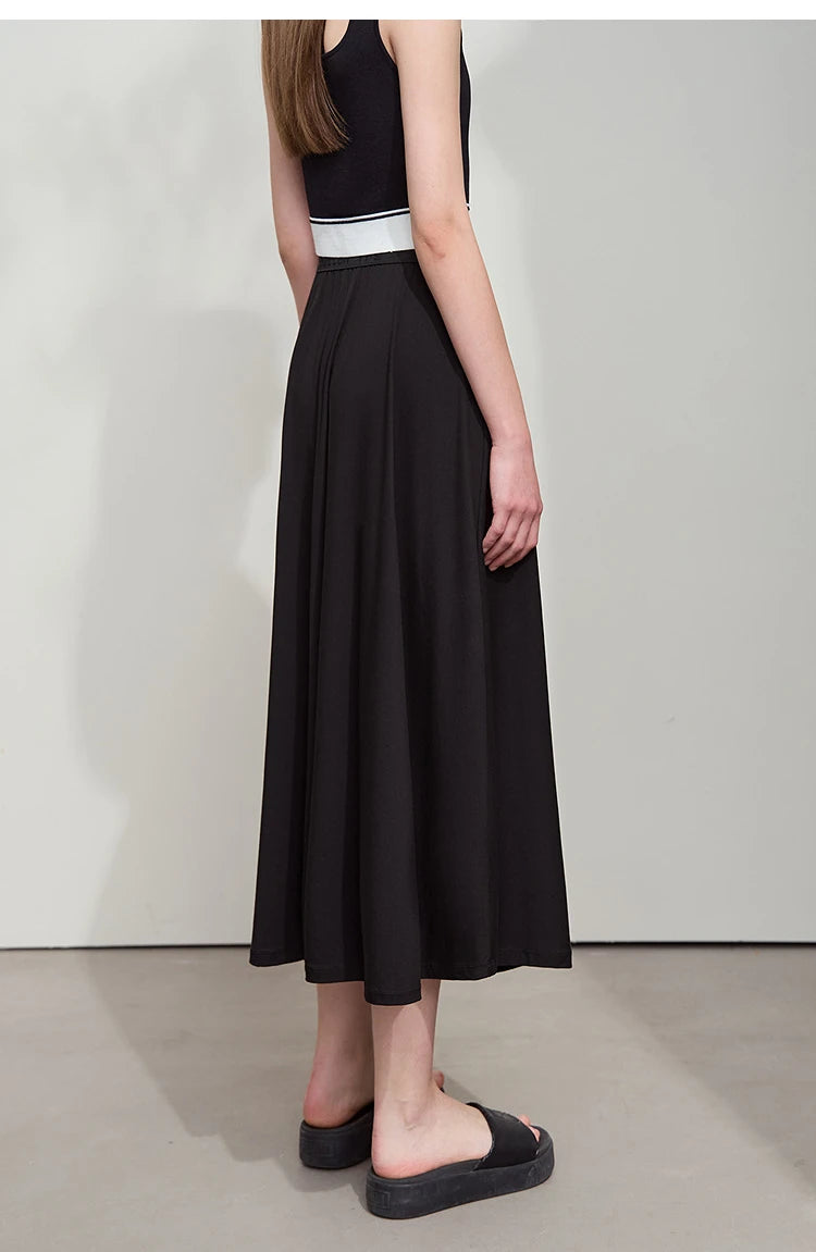 Damen T-Shirt-Rock Set mit solidem Swing-Kragen für den Sommer