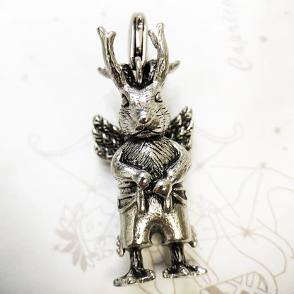Damen-Charm-Anhänger seltsames Kaninchen Punk aus Sterlingsilber