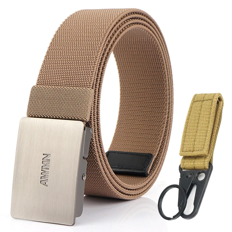 VATLY Silber Stretch-Gürtel Herren 3,8 cm mit Schnellverschluss 105–125 cm