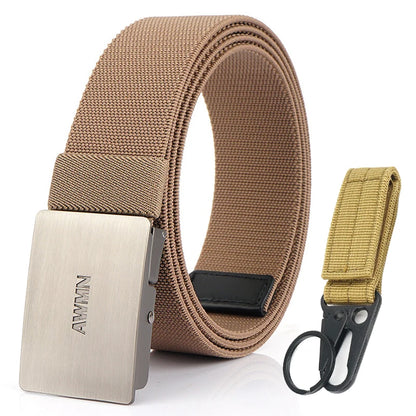 VATLY Silber Stretch-Gürtel Herren 3,8 cm mit Schnellverschluss 105–125 cm
