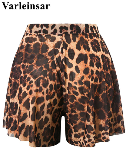 Damen-Badeanzug Leopard Langarm Shorts Set gepolstert einteilig
