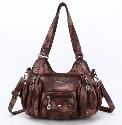 Damen-Schultertasche aus PU-Leder mit Reißverschluss und Mehrfachfächern Kompakter Alltagsbegleiter