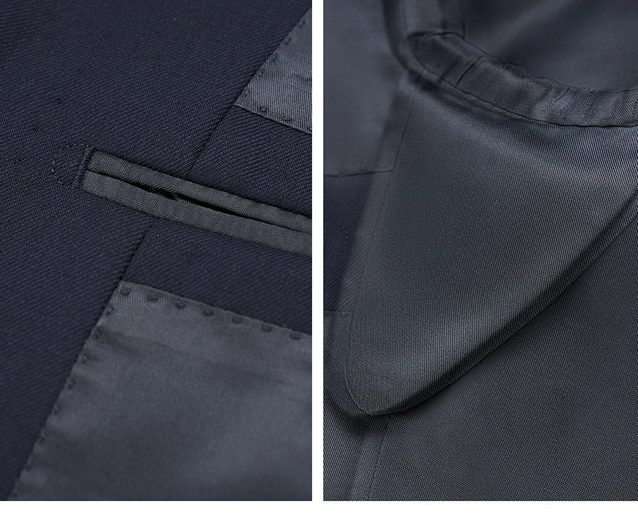 Luxuriöses Herrenanzug-Set aus 100% Wolle in Schwarz – Slim-Fit Blazer und Hose für Business, Alltag und Hochzeit