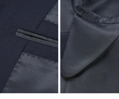 Luxuriöses Herrenanzug-Set aus 100% Wolle in Schwarz – Slim-Fit Blazer und Hose für Business, Alltag und Hochzeit