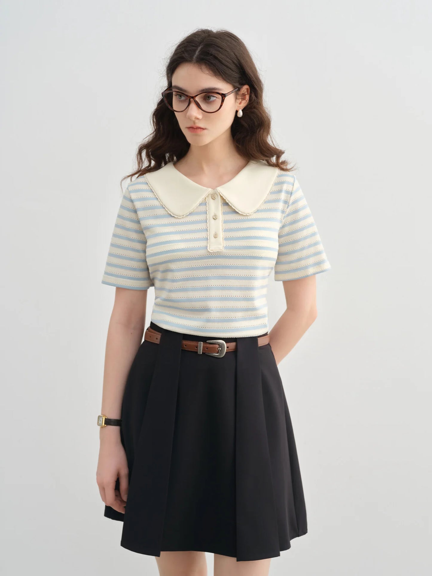 Poloshirt mit Knopfleiste und Farbblock-Design