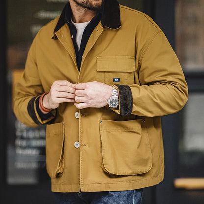 Herren Kurze Jacken Retro Jagd Revers Plus Size Outwear Frühling Herbst